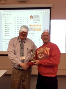 Loy presents Jeff with his trophy.