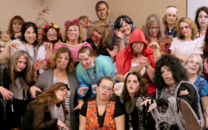 A fraction of the dozens of zombies who roamed the ECE department Monday.