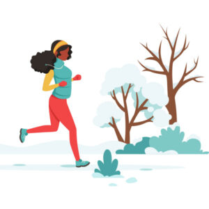 Woman jogging on snow