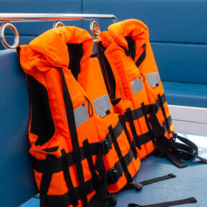 Lifejackets on a boat